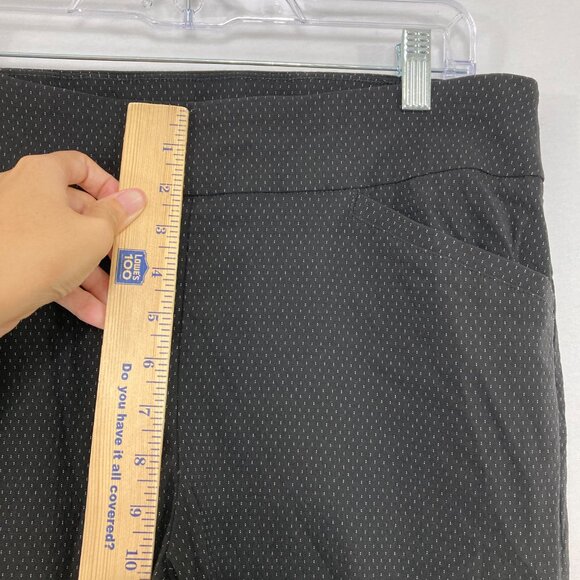 Chico's size Large/2 Stretch Micro Polka Dot Button Accent Pull-on Crop Pants - Picture 7 of 10